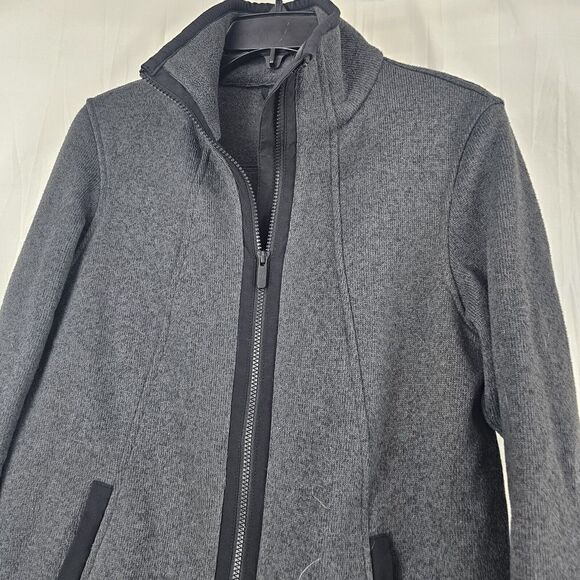 Lululemon Black Gray Heathered Its Fleecing Cold Zip Up Jacket Size 6 - Picture 5 of 9